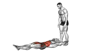 Assisted Lying Leg Raise With Throw Down exercise