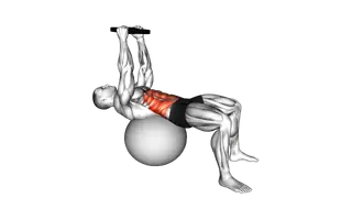 Weighted Overhead Crunch (on stability ball) exercise