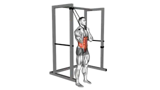 Band standing crunch exercise
