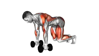 Dumbbell Bear Plank Alternating Row exercise