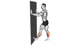 Calf Push Stretch With Hands Against Wall exercise