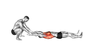 Assisted Straight Arms Lying Stretch exercise