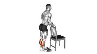 Calf Raise from Deficit with Chair Supported exercise