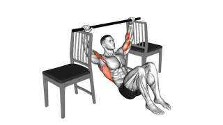 Pull up with Bent Knee between Chairs exercise