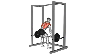 Barbell Deadstop Row with Rack exercise