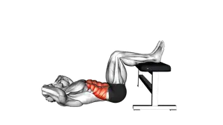 Crunch Hold with Legs on Bench exercise