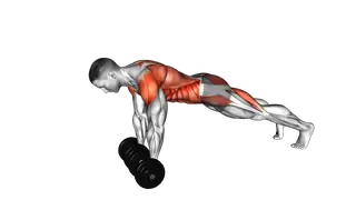 Dumbbell Front Plank Arm Leg Raise exercise