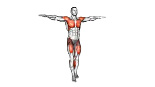 Alternate Front Kick in Place with Arm Circles exercise
