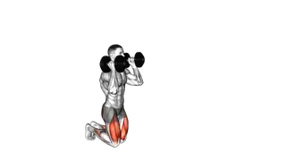 Dumbbell Kneeling Hold to Stand Clean grip