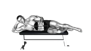 Dumbbell Side Lying External Rotation (on a bench)