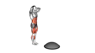Bosu Ball Step up High Knee Air Twist exercise