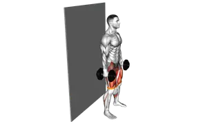 Dumbbell Banded Wall Sit exercise