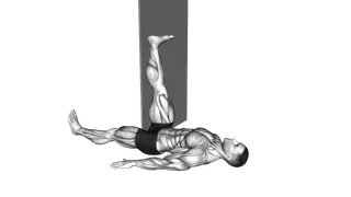 Lying Single Leg Hamstring Stretch against Wall (m exercise