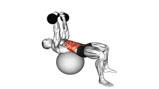 Kettlebell Overhead Crunch (on stability ball) exercise