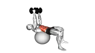 Dumbbell Overhead Crunch (on stability ball) exercise
