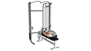Cable Lying Bench Single Arm Cross Lateral Raise exercise