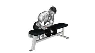 Dumbbell Isometric Wrist Flexion over Bench exercise