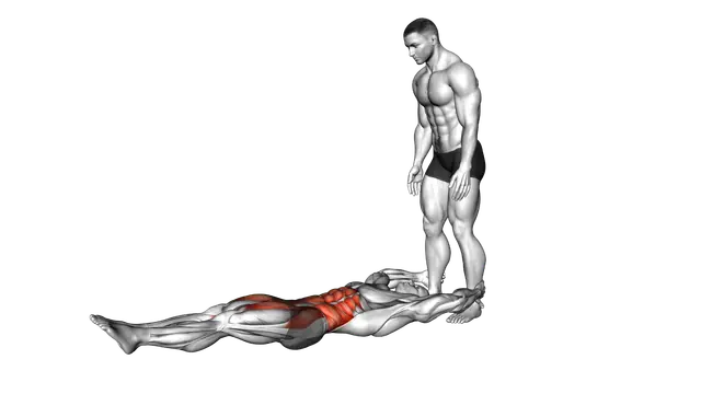 Assisted Lying Leg Raise With Throw Down exercise demonstration
