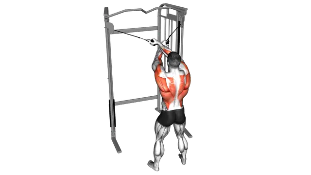 Cable Cross over Lateral Pulldown exercise demonstration