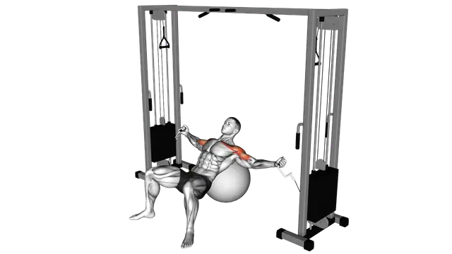 Cable Incline Fly (on stability ball) exercise demonstration