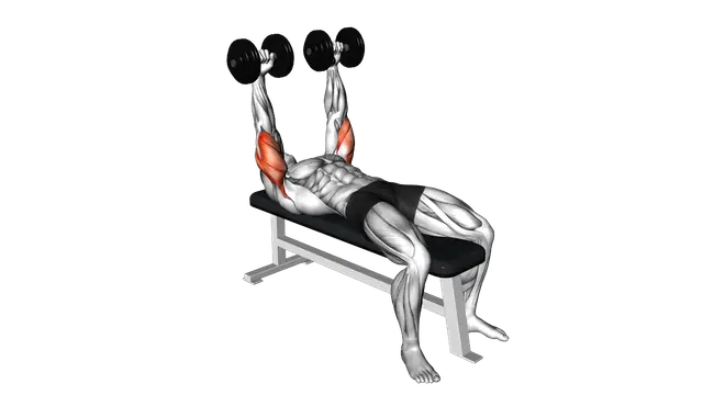 Dumbbell Lying Extension (across face) exercise demonstration