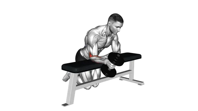 Dumbbell Over Bench One Arm Neutral Wrist Curl exercise demonstration