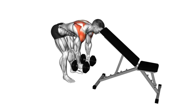 Dumbbell Rear Lateral Raise (support head) exercise demonstration