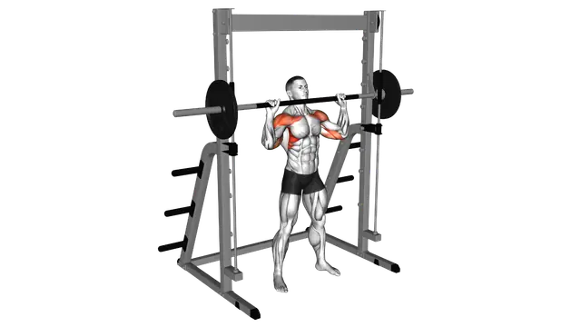 Smith Standing Military Press exercise demonstration