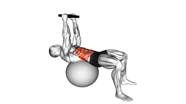 Weighted Overhead Crunch (on stability ball) exercise demonstration