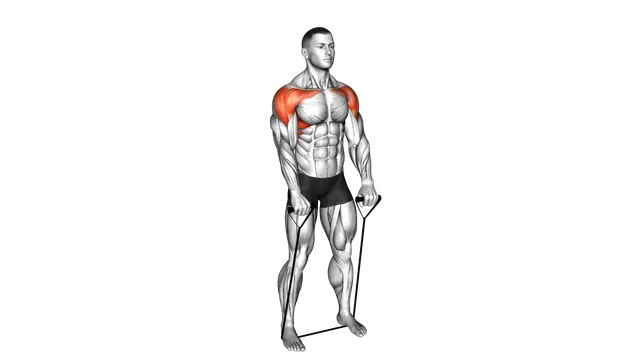 Band front raise exercise demonstration