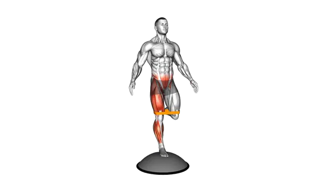 Resistance Band Bosu Ball Single Leg Balance exercise demonstration