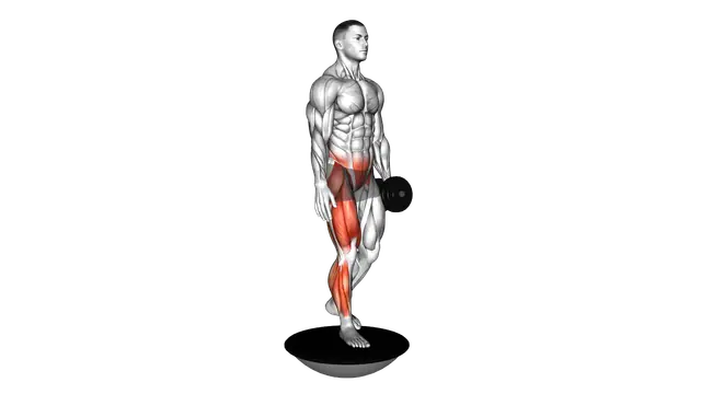 Dumbbell Bosu Ball Single Leg Deadlift exercise demonstration
