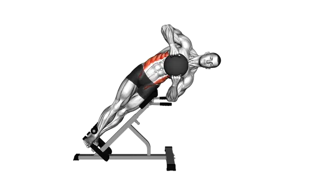 Medicine Ball 45 degree Side Bend exercise demonstration