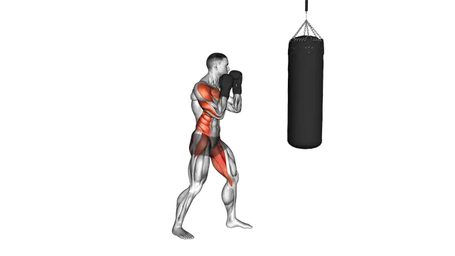 Boxing Cross (with bag and gloves) exercise demonstration