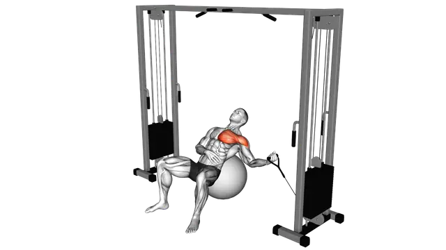 Cable One Arm Incline Fly on Exercise Ball exercise demonstration