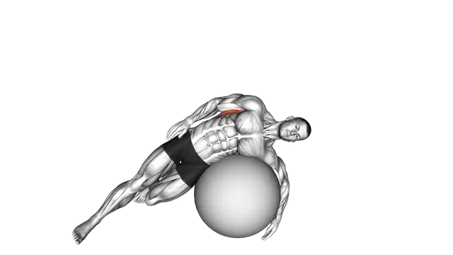 Exercise Ball Lying Side Lat Stretch exercise demonstration