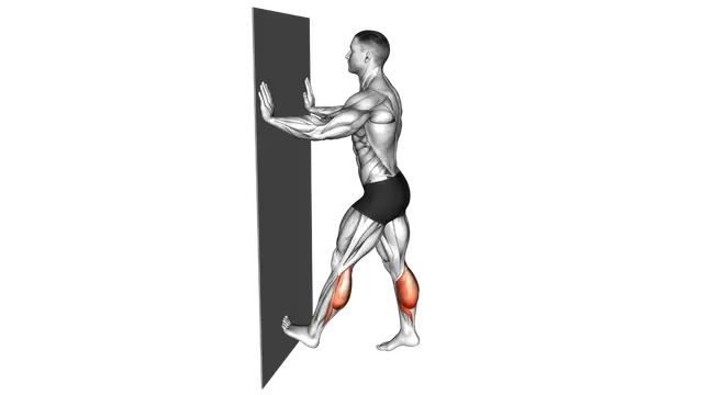 Calf Push Stretch With Hands Against Wall exercise demonstration