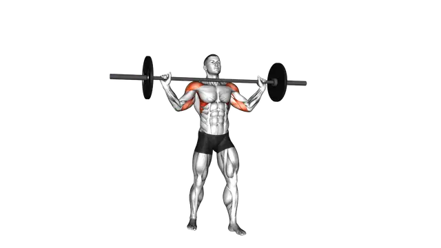 Barbell Standing Wide Military Press exercise demonstration