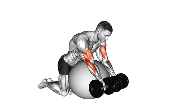 Dumbbell Preacher Curl over Exercise Ball exercise demonstration