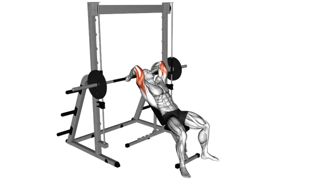 Smith Machine Incline Tricep Extension exercise demonstration