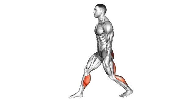 Crouching Heel Back Calf Stretch exercise demonstration