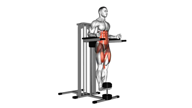 Weighted Captains chair leg raise exercise demonstration