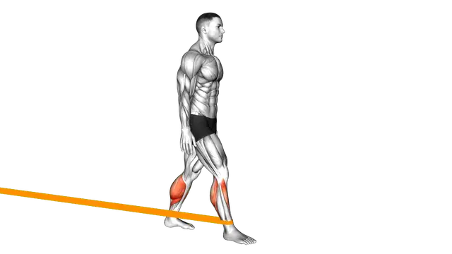 Resistance Band Standing Back Achilles Stretch exercise demonstration
