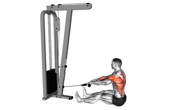Cable Seated on Floor Row with Rope exercise demonstration