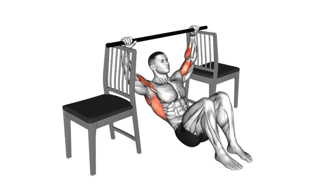 Pull up with Bent Knee between Chairs exercise demonstration