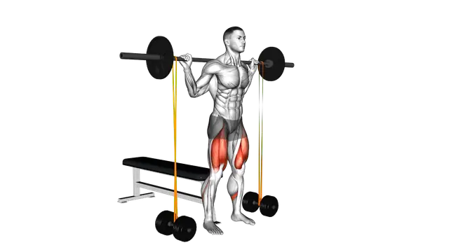 Barbell Banded Bench Squat exercise demonstration