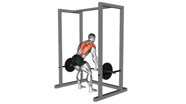 Barbell Deadstop Row with Rack exercise demonstration