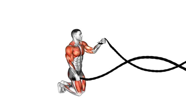 Battling Ropes Alternating Waves with Kneeling Get exercise demonstration