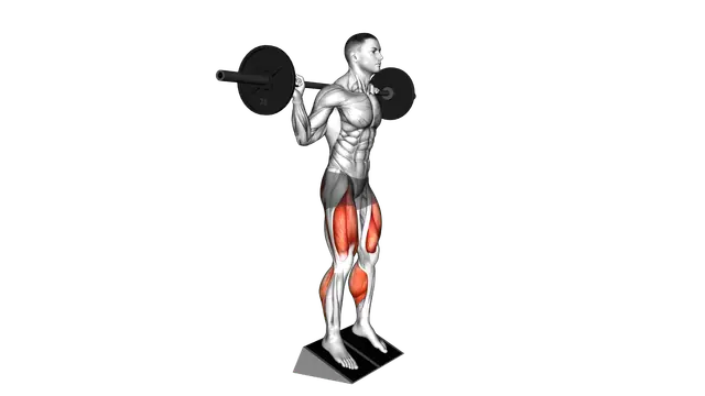 Barbell Elevated Heel Squat exercise demonstration
