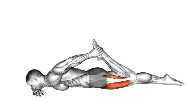 Quadriceps lying stretch exercise demonstration